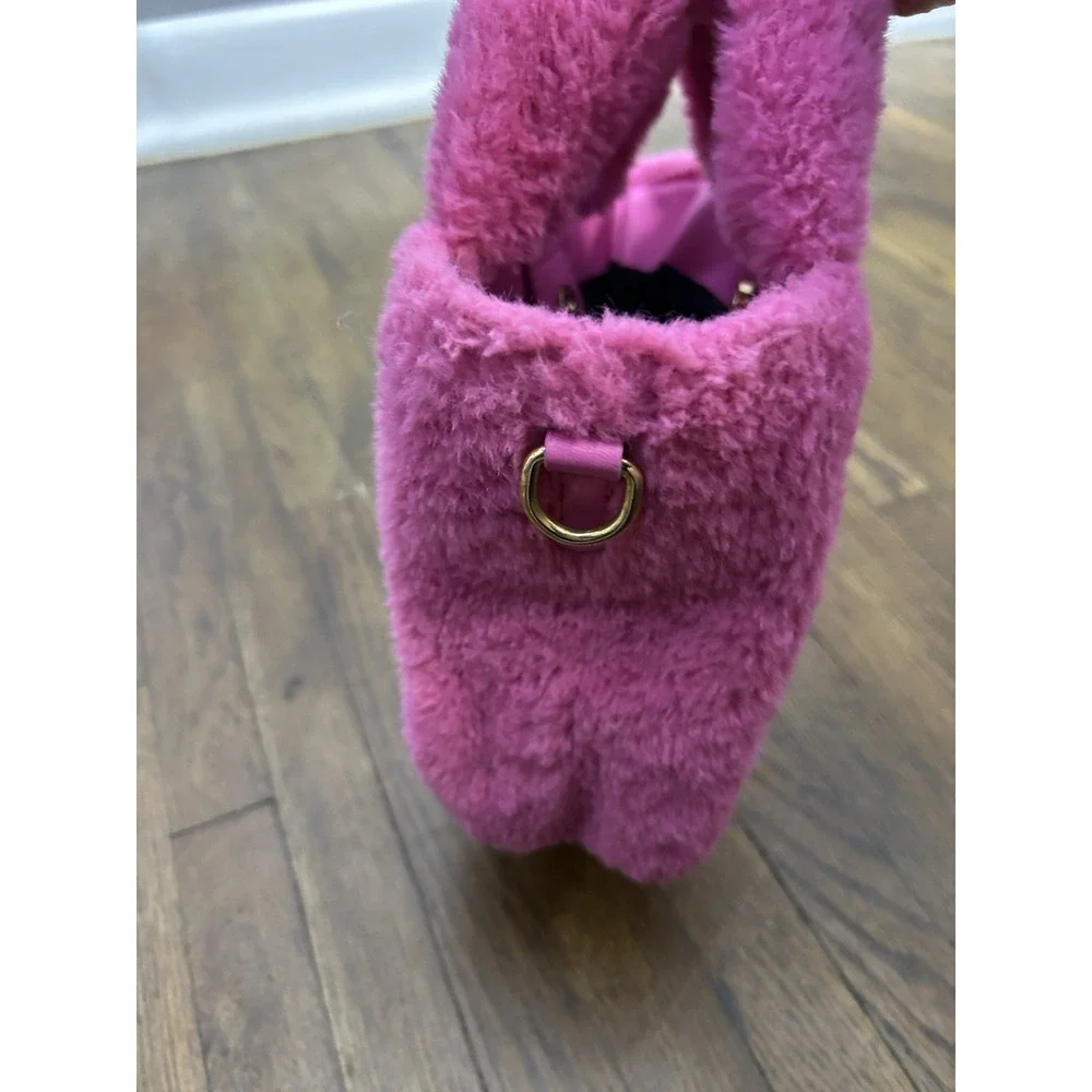 Skinnydip London x Barbie Pink Faux Fur Mini Tote Crossbody Bag Fluffy Purse